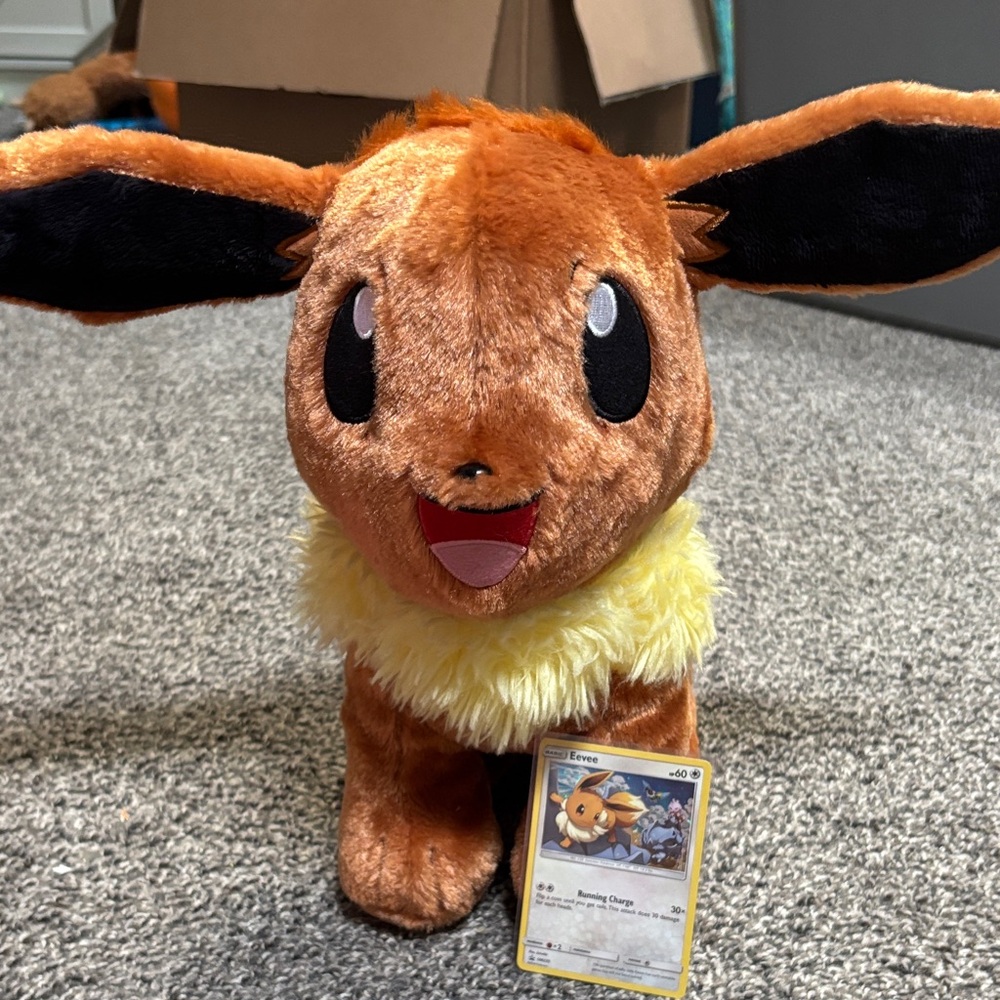 Eevee Plush Toy - Brown and Yellow + card